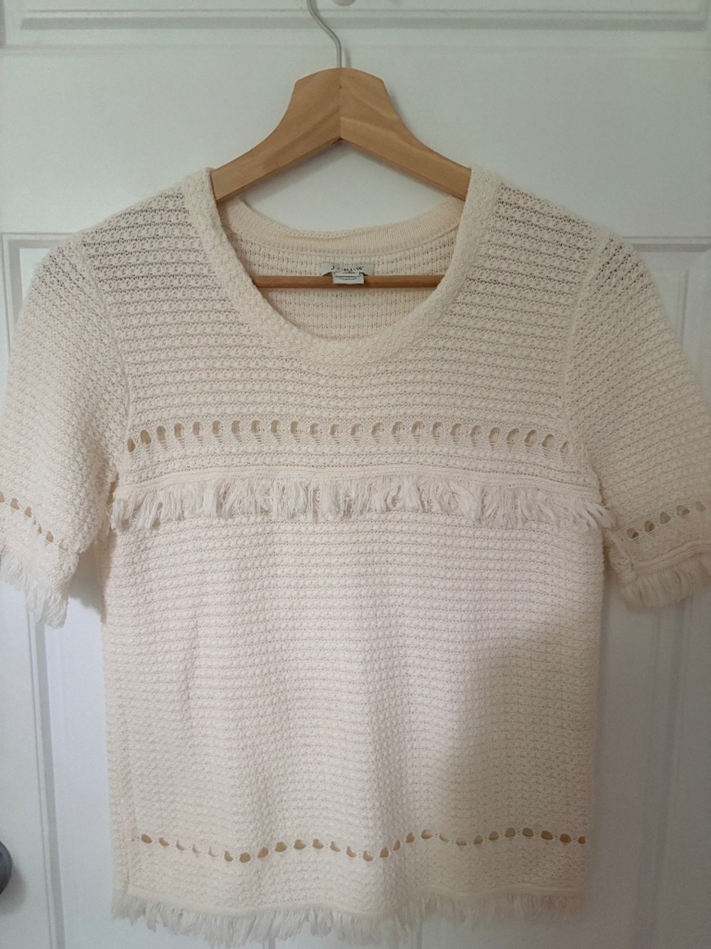 J.Crew 100% Cotton Fringe Short Sleeve Sweater | Women's XS